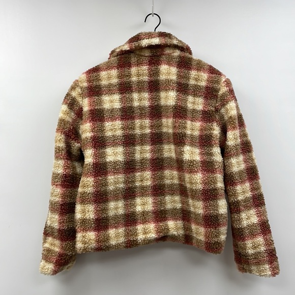 NWOT Anthropologie Avec Les Filles Plaid Teddy Sherpa Crop Shacket Jacket Small - Picture 6 of 10